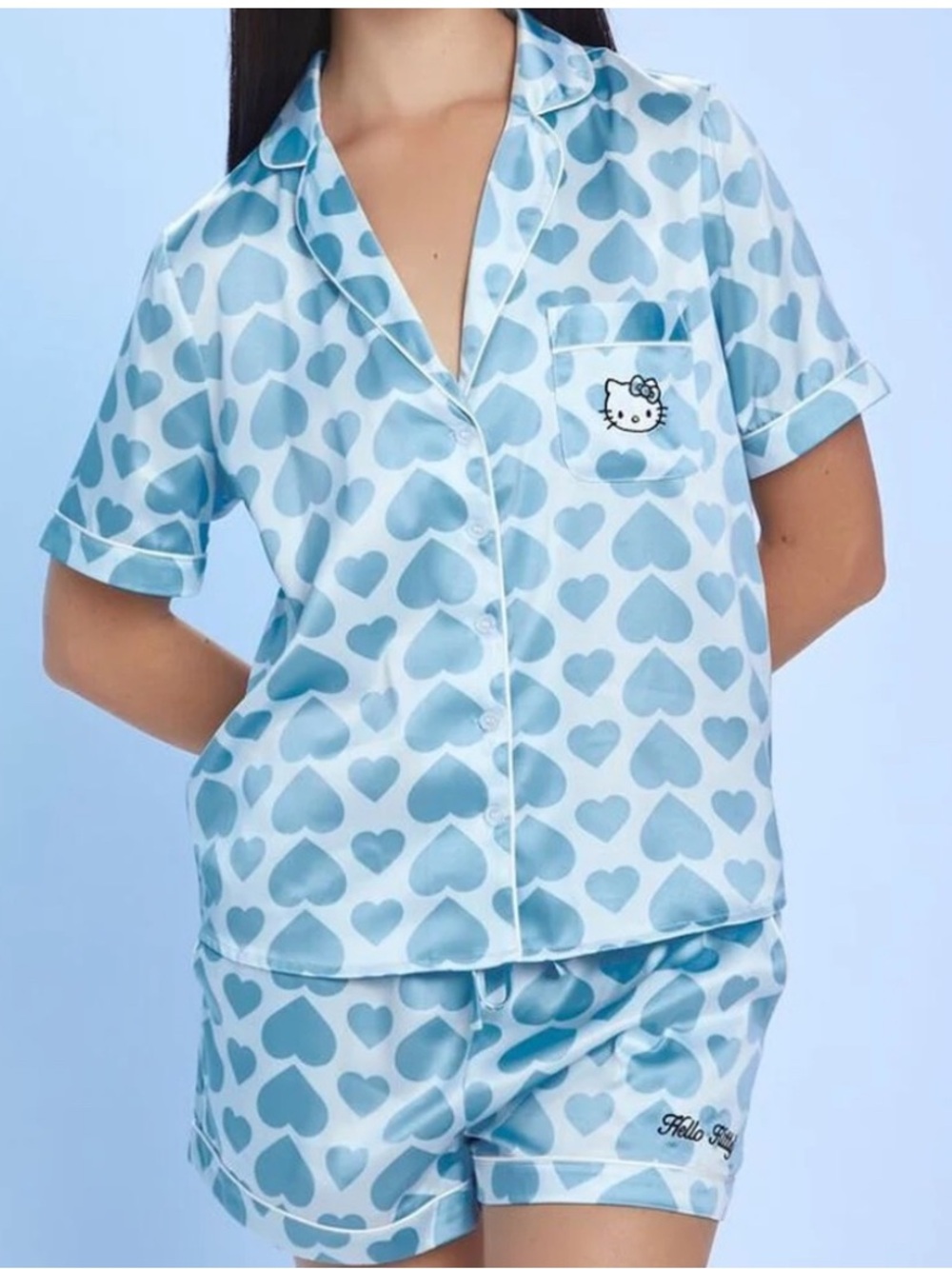 Hello Kitty Blue Heart Pajama Set